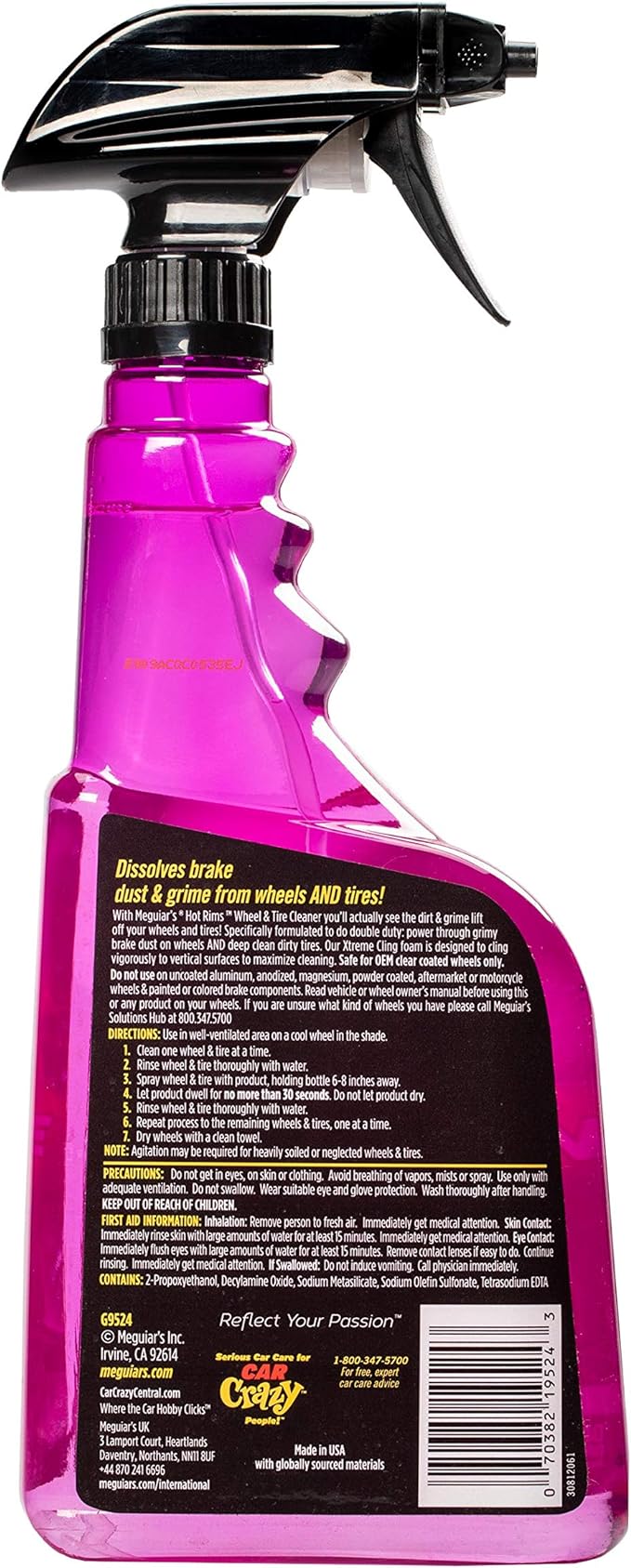 Meguiar's Hot Rims Wheel & Tire Cleaner - 24 Oz Spray Bottle