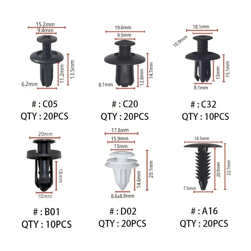 100 Pcs. Body Retainer Clips